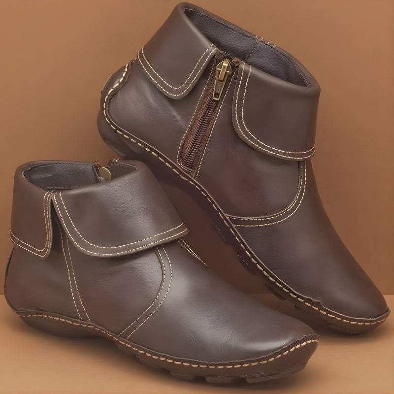 Fernanda | Botins de Pele Mulher Fecho Lateral Sola Plana