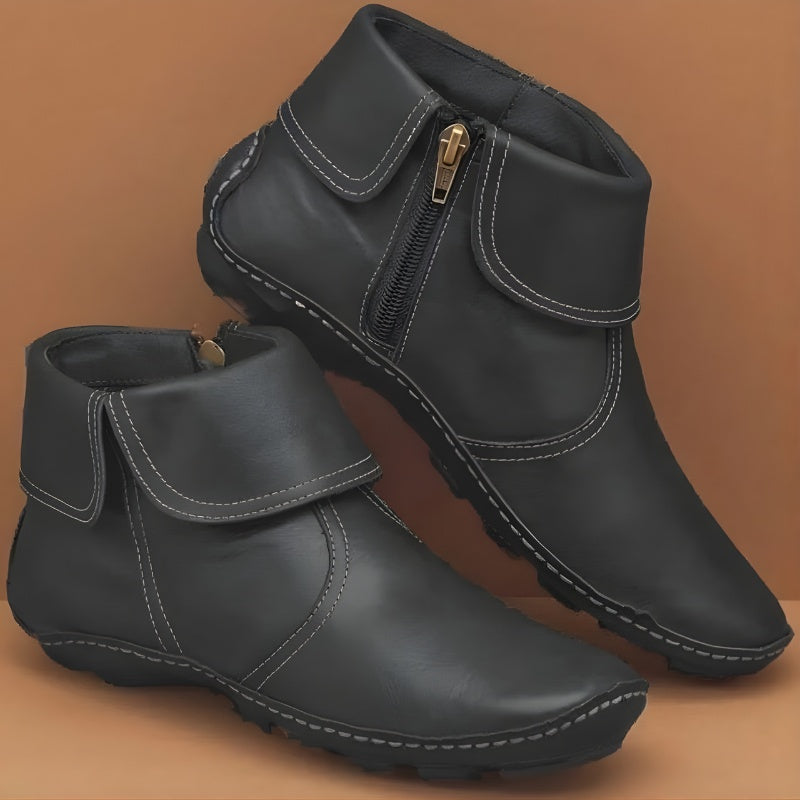 Fernanda | Botins de Pele Mulher Fecho Lateral Sola Plana