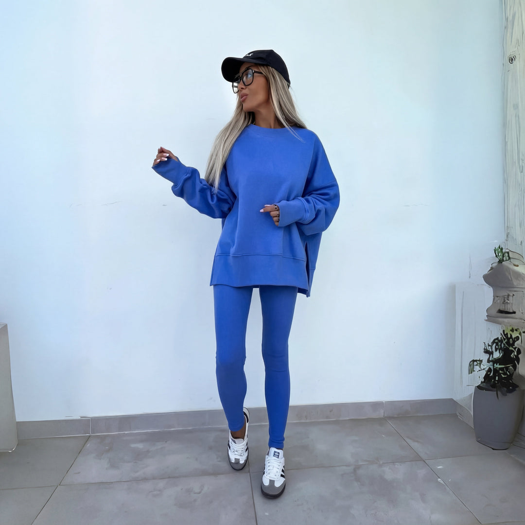 Filipa | Conjunto Sweatshirt Oversize Mulher Calças Caneladas