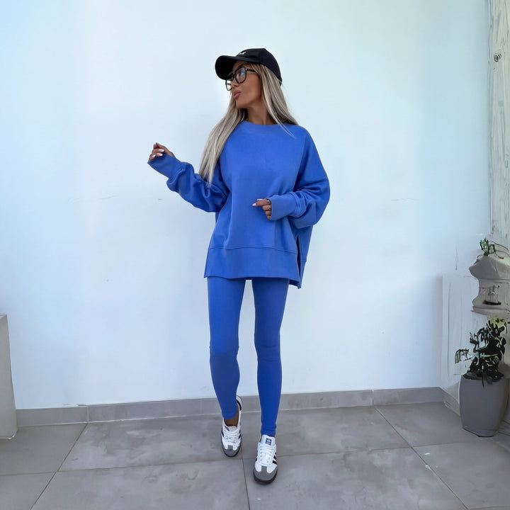 Filipa | Conjunto Sweatshirt Oversize Mulher Calças Caneladas