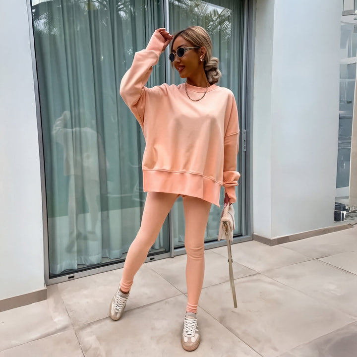 Filipa | Conjunto Sweatshirt Oversize Mulher Calças Caneladas