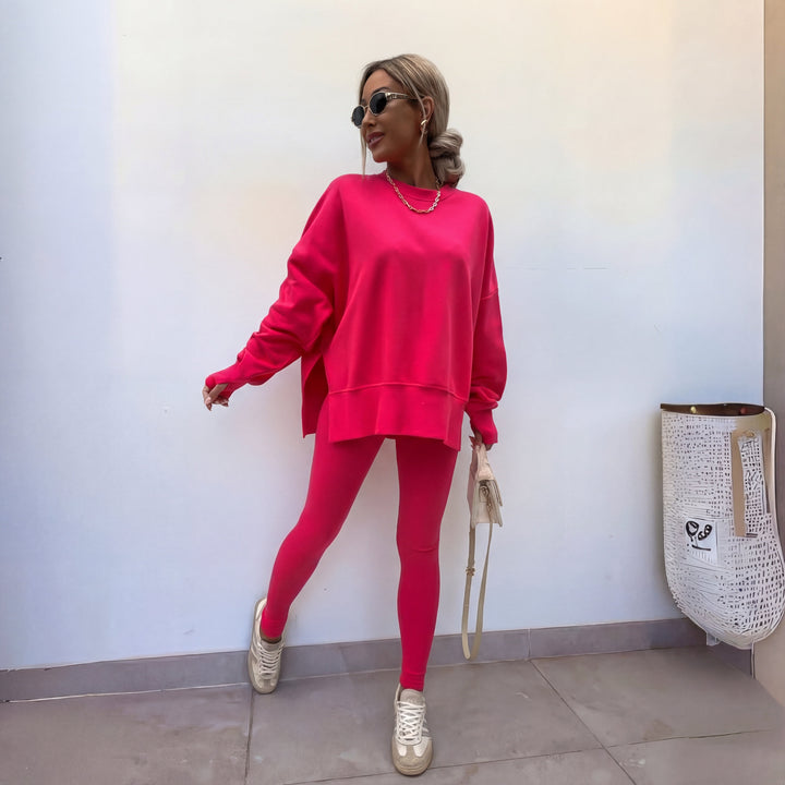 Filipa | Conjunto Sweatshirt Oversize Mulher Calças Caneladas