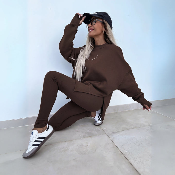 Filipa | Conjunto Sweatshirt Oversize Mulher Calças Caneladas