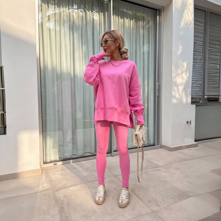 Filipa | Conjunto Sweatshirt Oversize Mulher Calças Caneladas