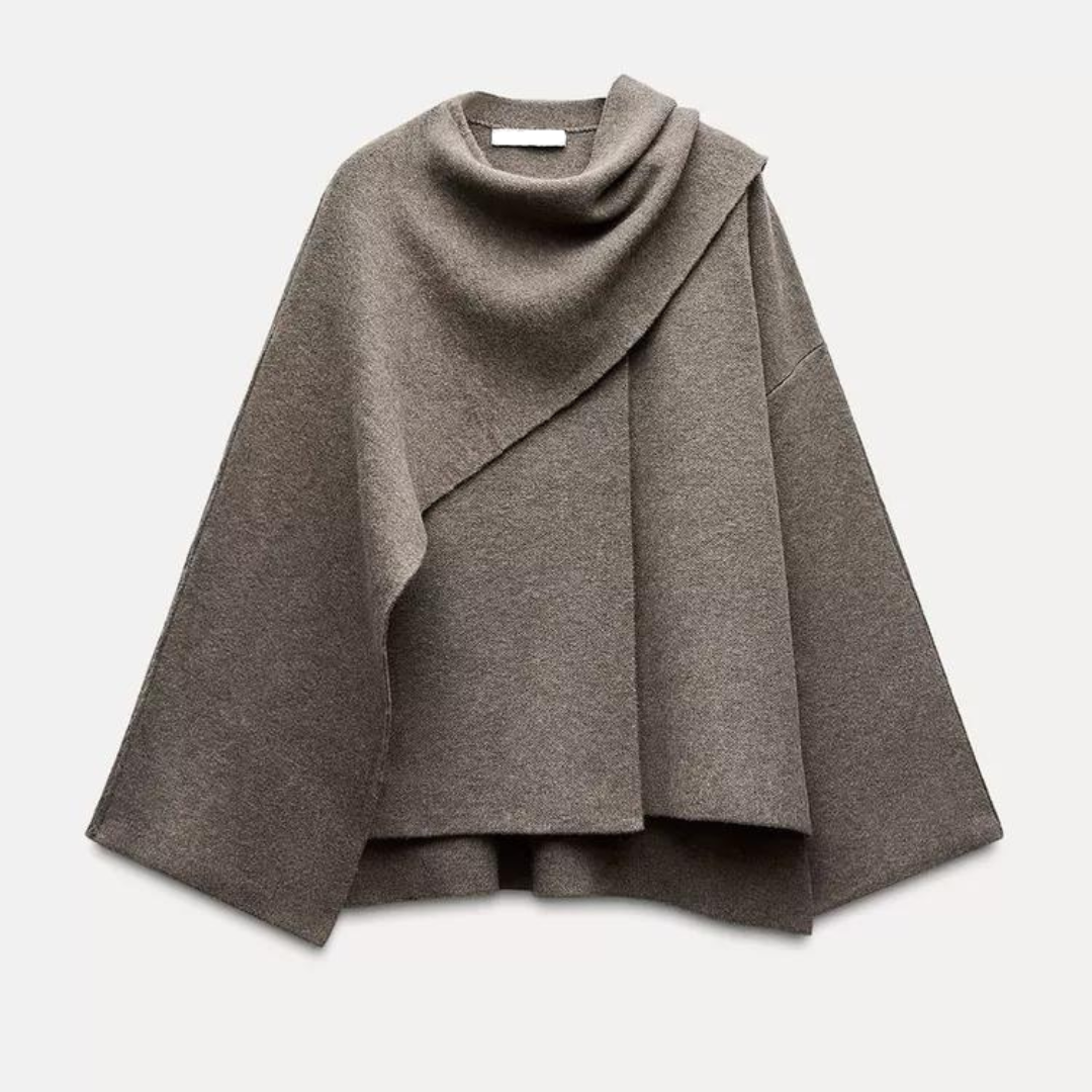 Filipa | Poncho de Lã Assimétrico Mulher Gola Ampla