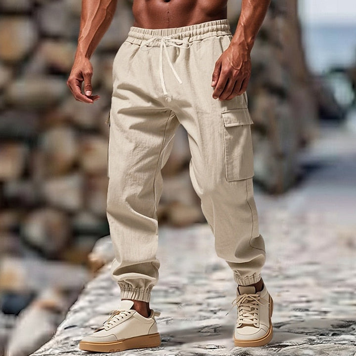 Filipe | Calças Cargo Homem Jogger Cintura Elástica com Bolsos Laterais