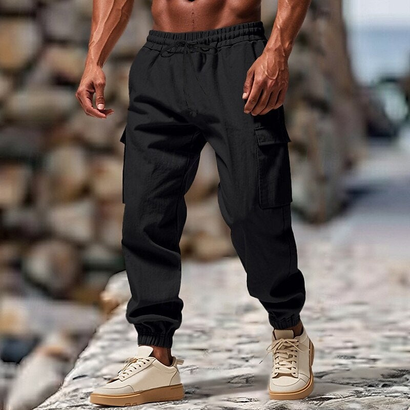 Filipe | Calças Cargo Homem Jogger Cintura Elástica com Bolsos Laterais