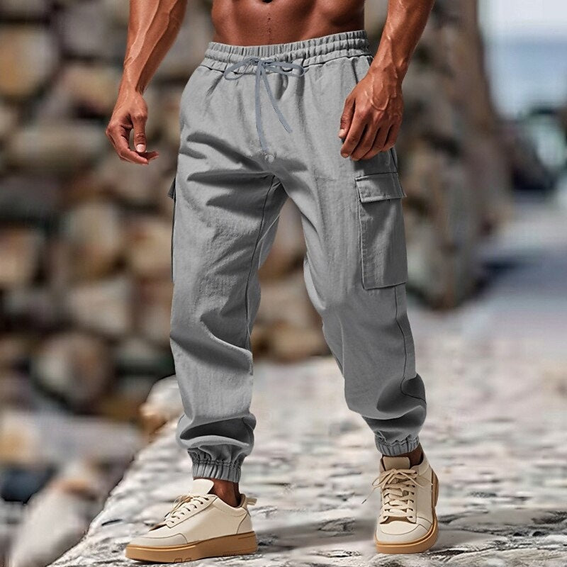 Filipe | Calças Cargo Homem Jogger Cintura Elástica com Bolsos Laterais