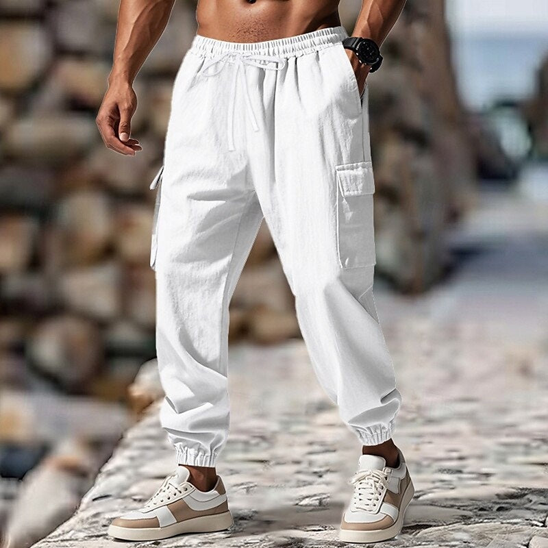 Filipe | Calças Cargo Homem Jogger Cintura Elástica com Bolsos Laterais