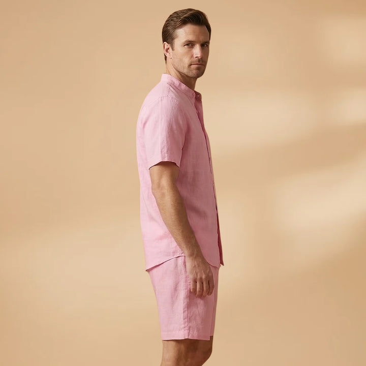 Francisco | Conjunto Camisa Manga Curta Shorts Homem Cintura Elástica