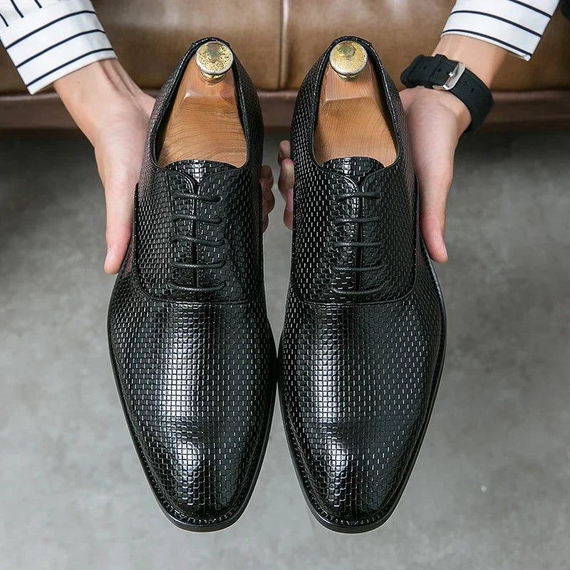 Francisco | Sapatos Oxford de Couro Texturado Homem com Atacadores