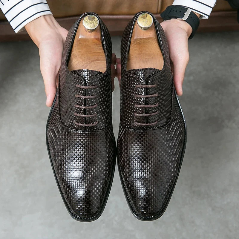Francisco | Sapatos Oxford de Couro Texturado Homem com Atacadores