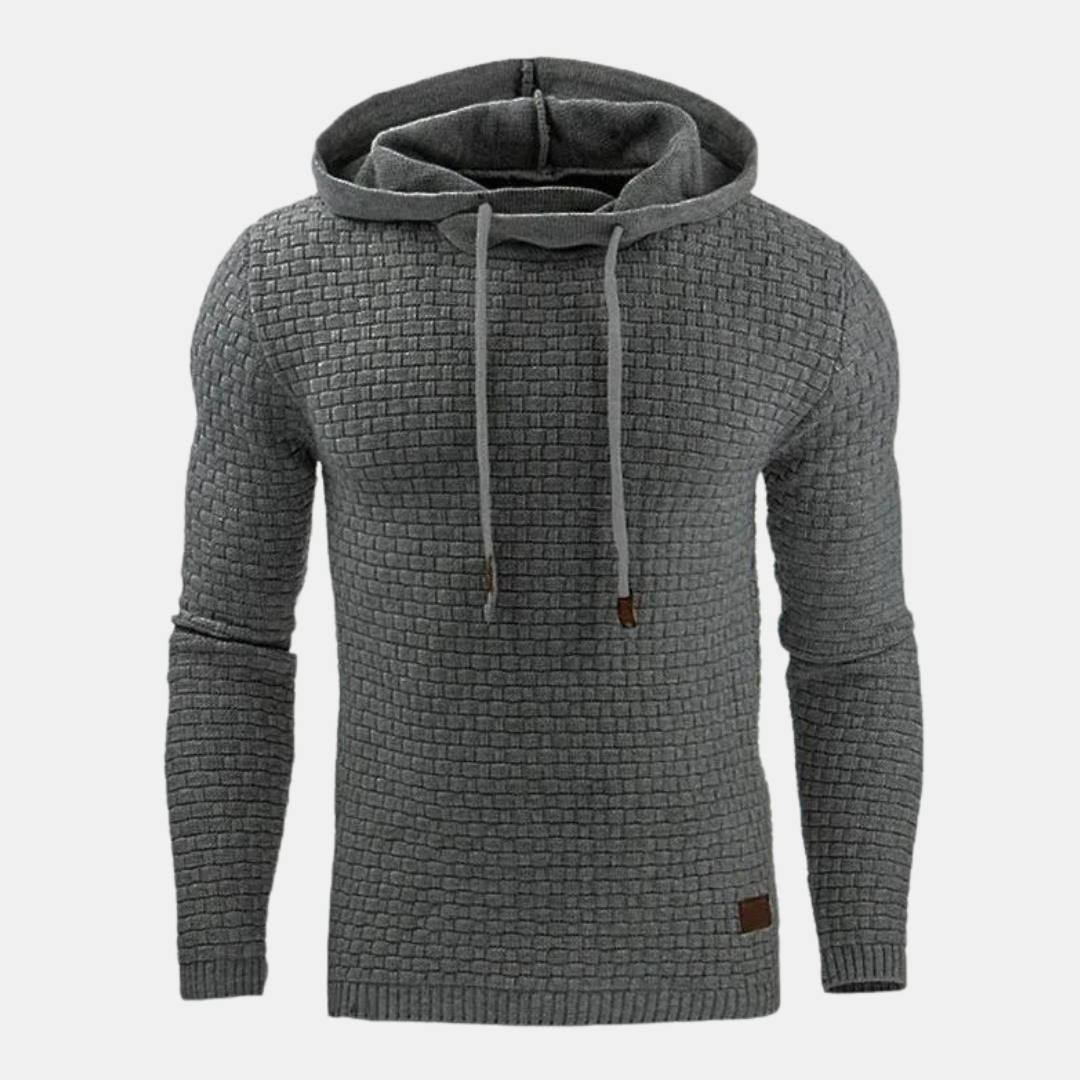 Gustavo | Hoodie Homem Textura Padrão com Capuz e Cordões