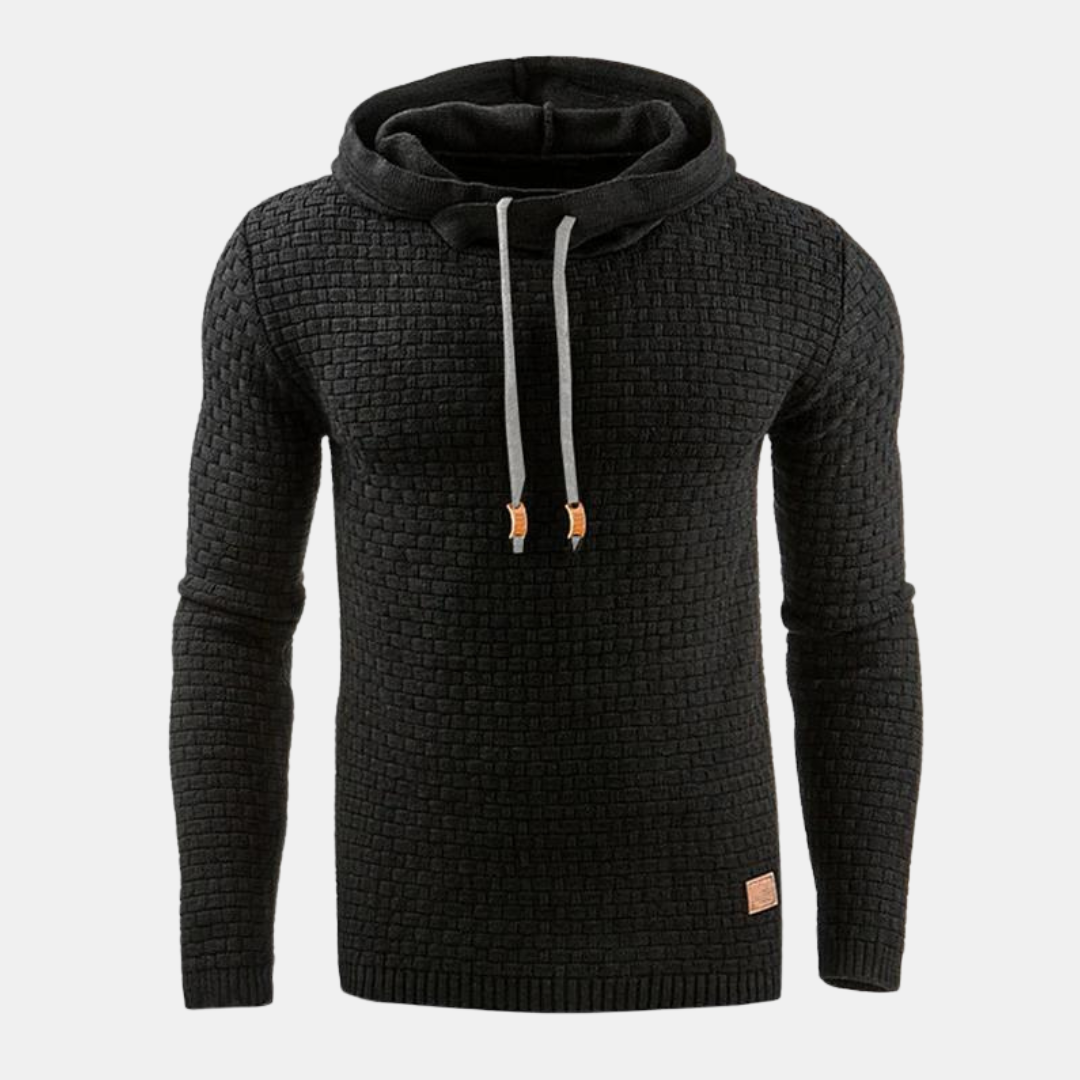 Gustavo | Hoodie Homem Textura Padrão com Capuz e Cordões