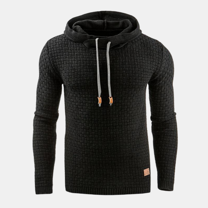 Gustavo | Hoodie Homem Textura Padrão com Capuz e Cordões