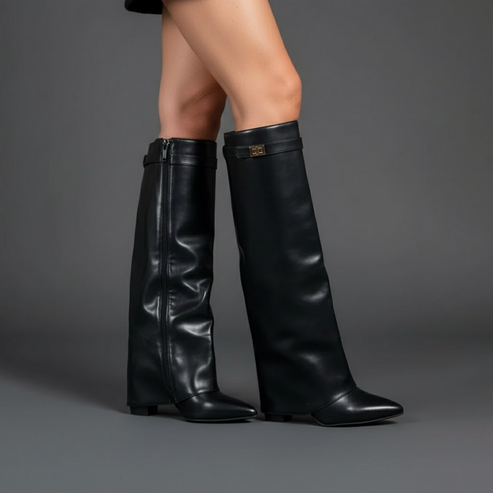 Helena | Botas de Pele Cano Alto Mulher Biqueira Fina