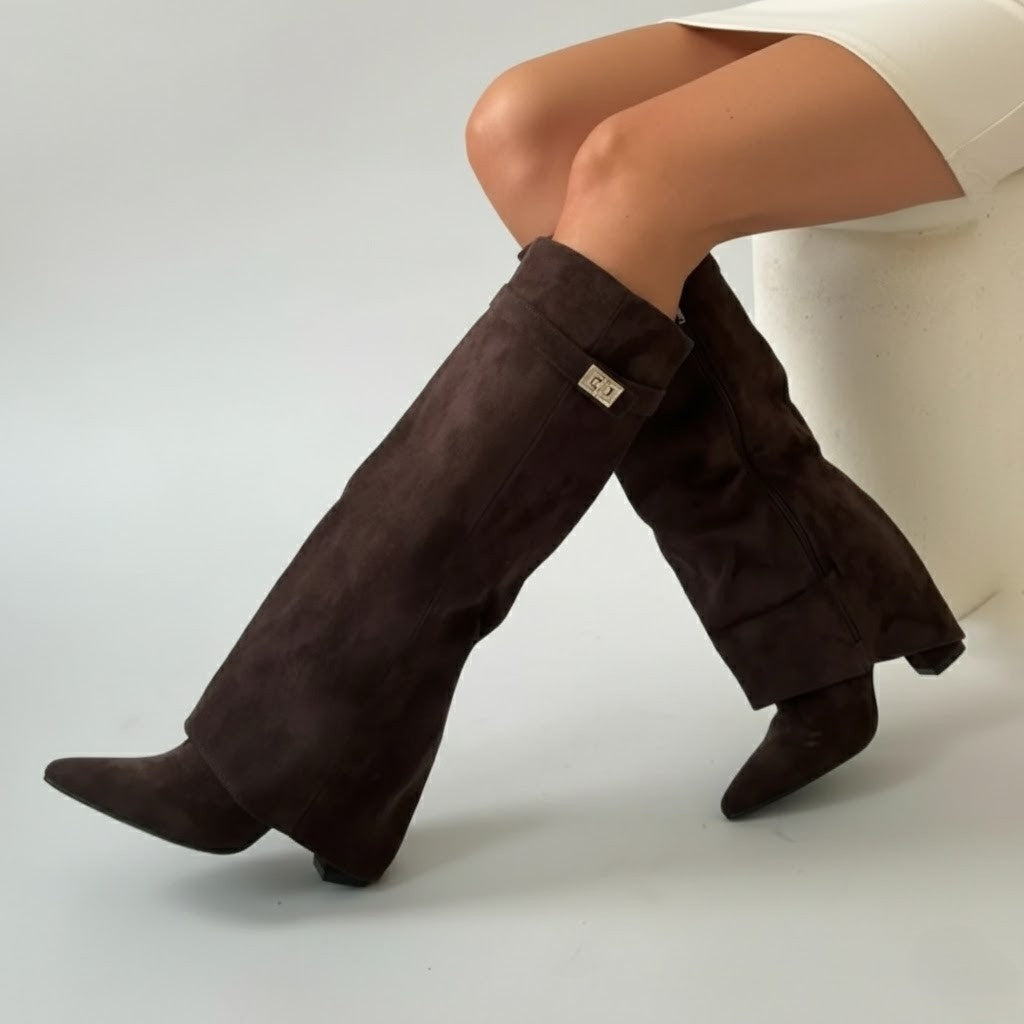 Helena | Botas de Pele Cano Alto Mulher Biqueira Fina