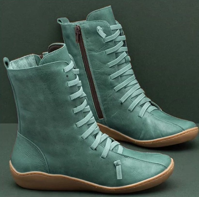 Helena | Botins Mulher de Couro com Atacadores Cano Médio