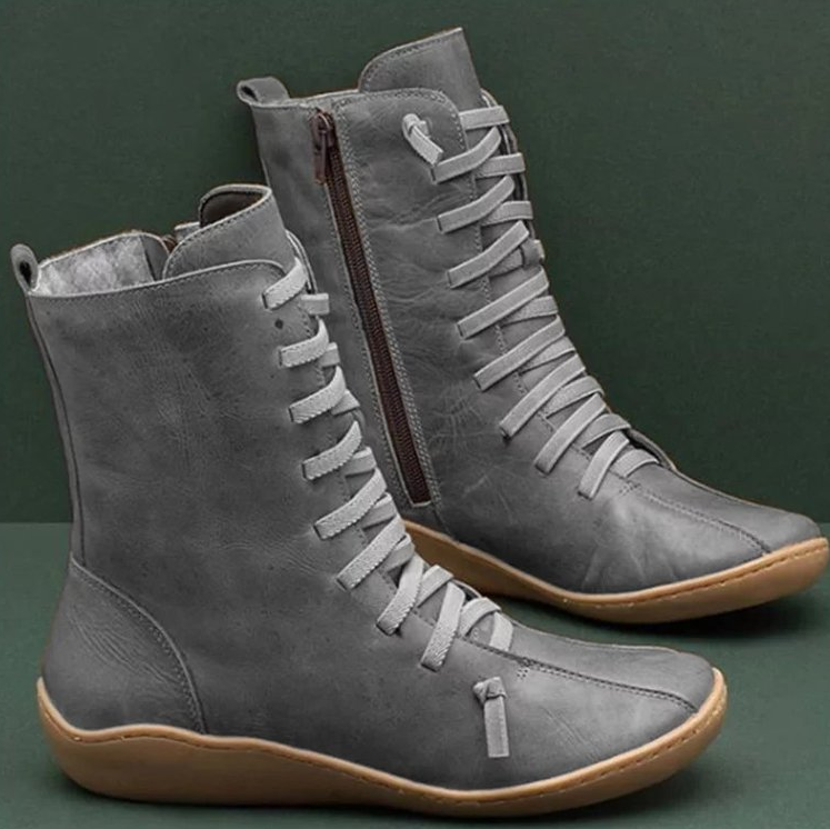 Helena | Botins Mulher de Couro com Atacadores Cano Médio