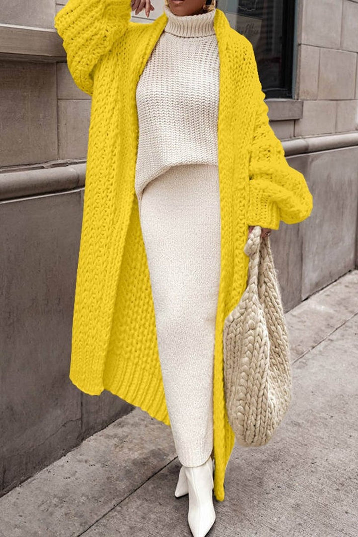 Helena | Casaco de Malha Comprido Mulher Oversized Tricô Grosso