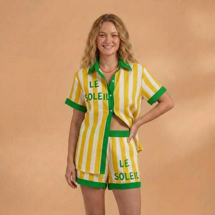 Helena | Conjunto Camisa e Calções Estampados Mulher Manga Curta