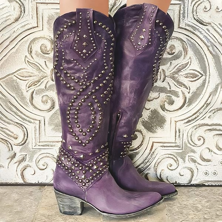 Helena | Cowboy Boots Mulher Cano Alto Tachas Western