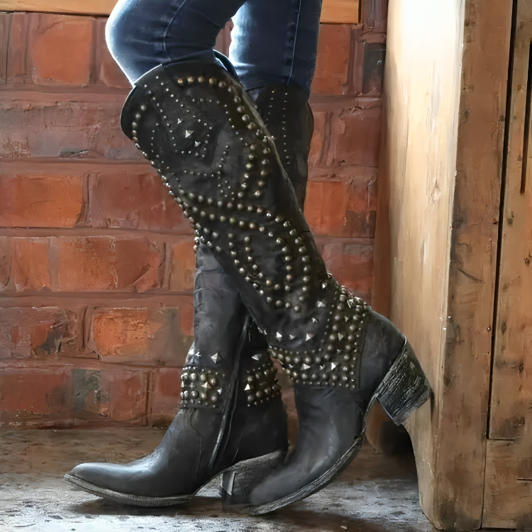 Helena | Cowboy Boots Mulher Cano Alto Tachas Western