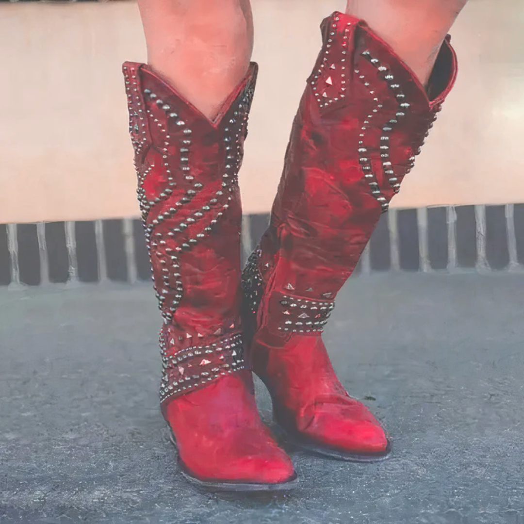 Helena | Cowboy Boots Mulher Cano Alto Tachas Western