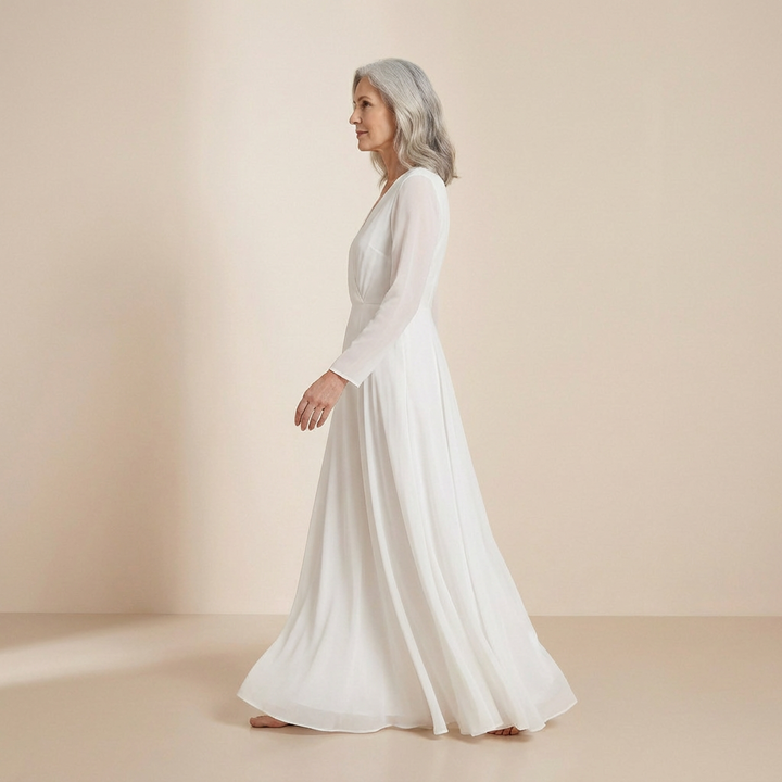 Helena | Vestido Comprido de Noiva Mulher Manga Longa