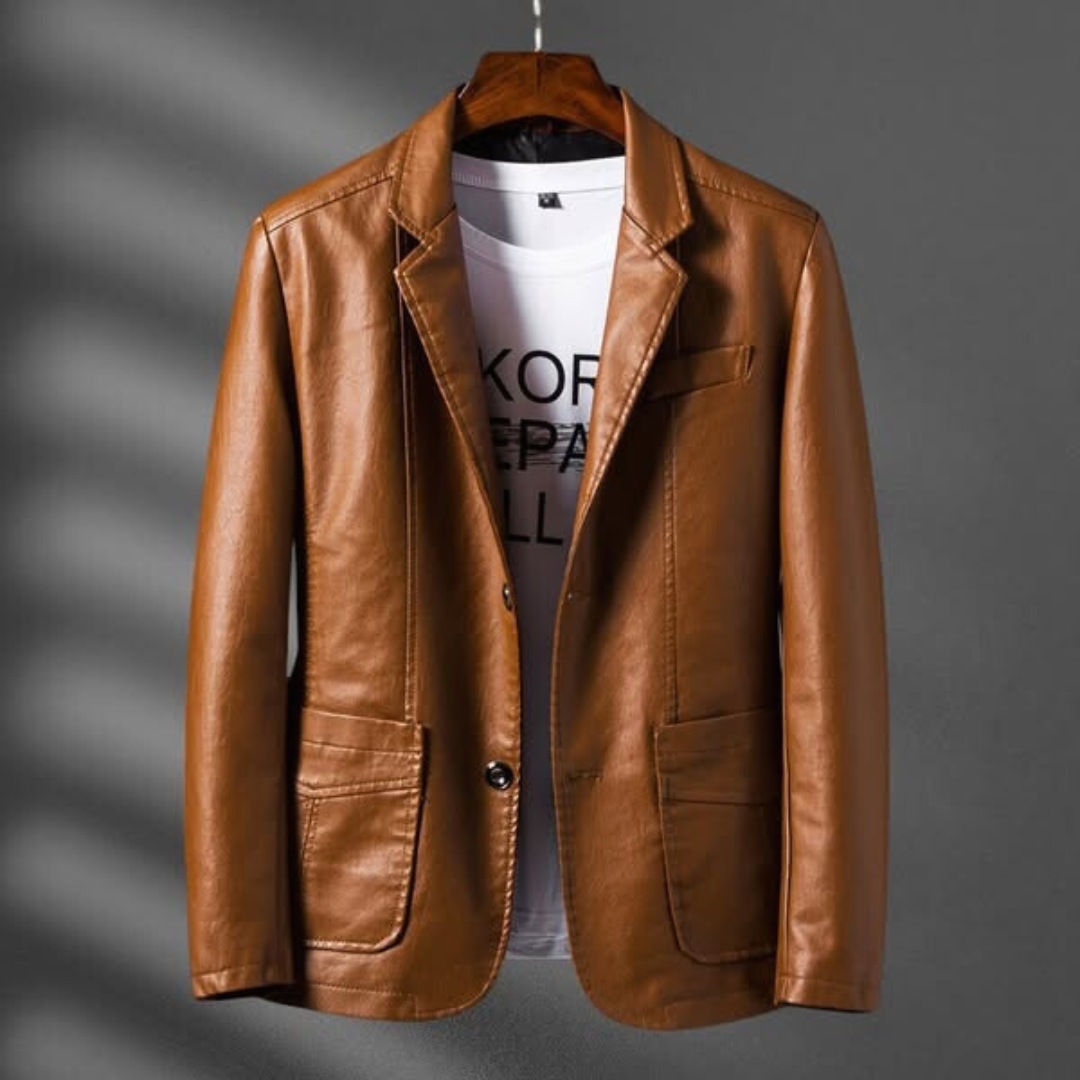Henrique | Blazer de Couro Sintético Homem Corte Ajustado