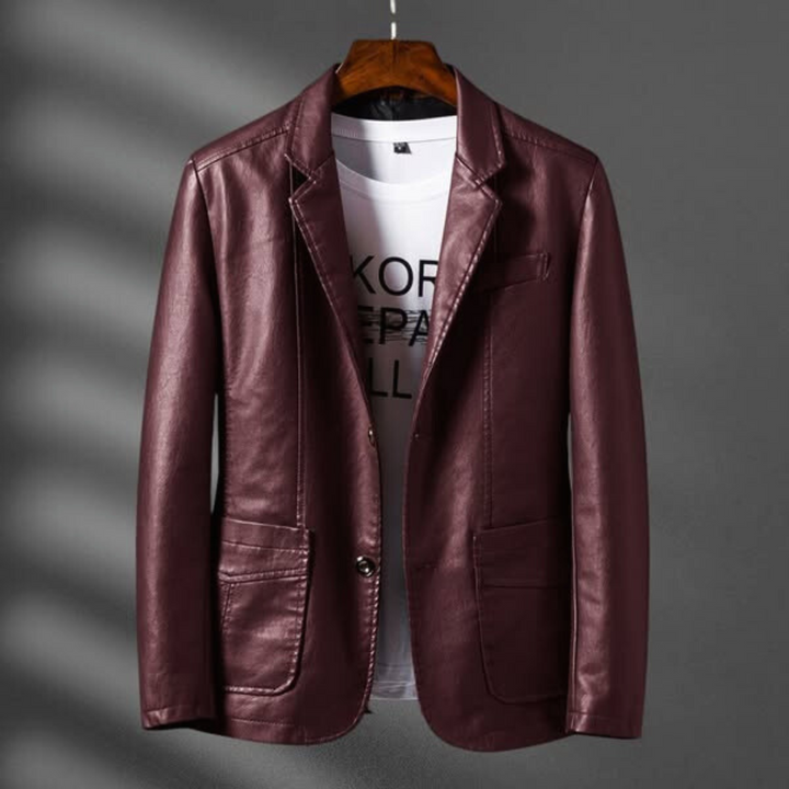Henrique | Blazer de Couro Sintético Homem Corte Ajustado