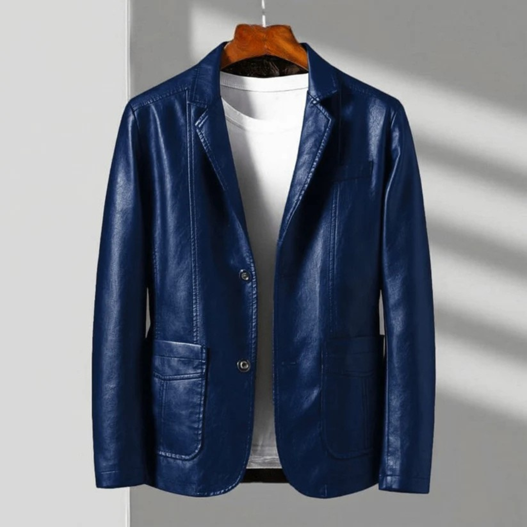 Henrique | Blazer de Couro Sintético Homem Corte Ajustado
