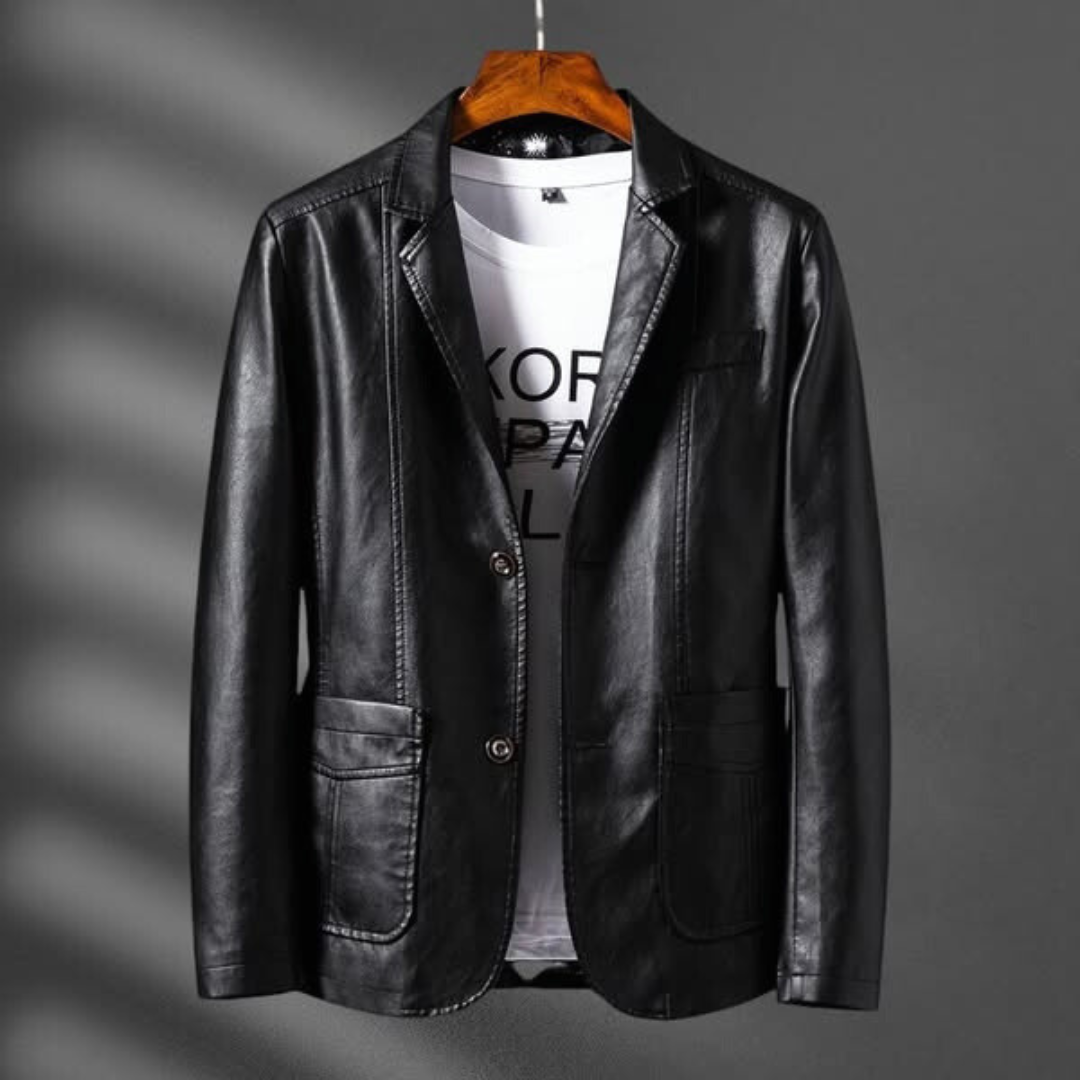 Henrique | Blazer de Couro Sintético Homem Corte Ajustado