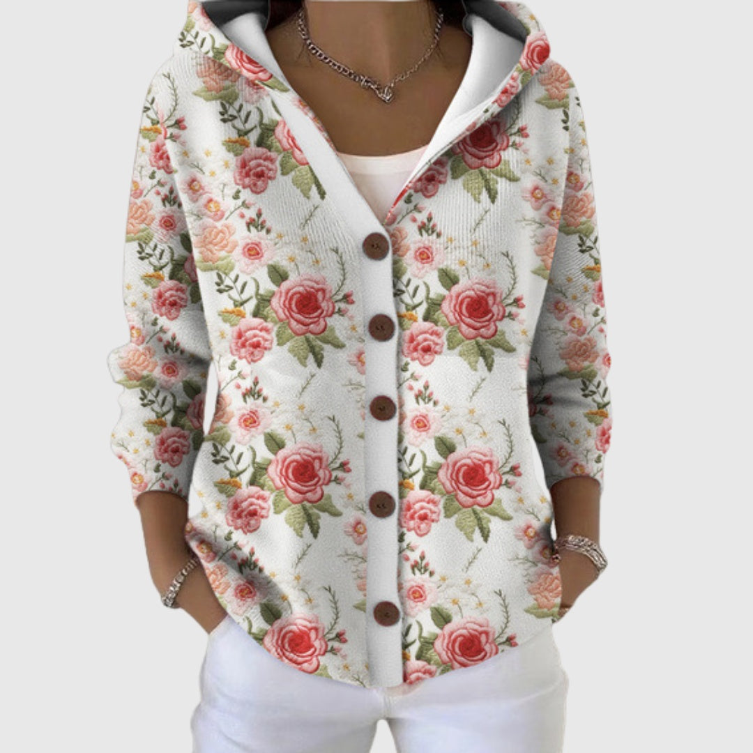 Inês | Camisola de Malha com Riscas Mulher Decote em V com Botões