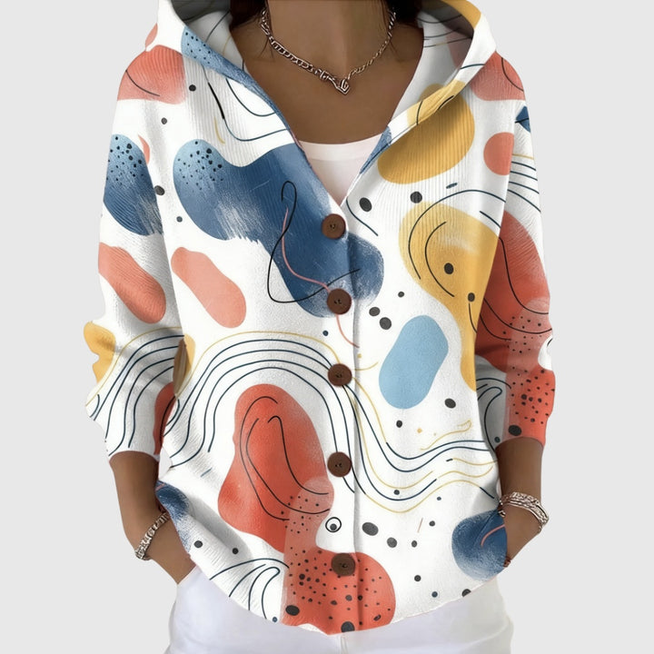 Inês | Camisola de Malha com Riscas Mulher Decote em V com Botões