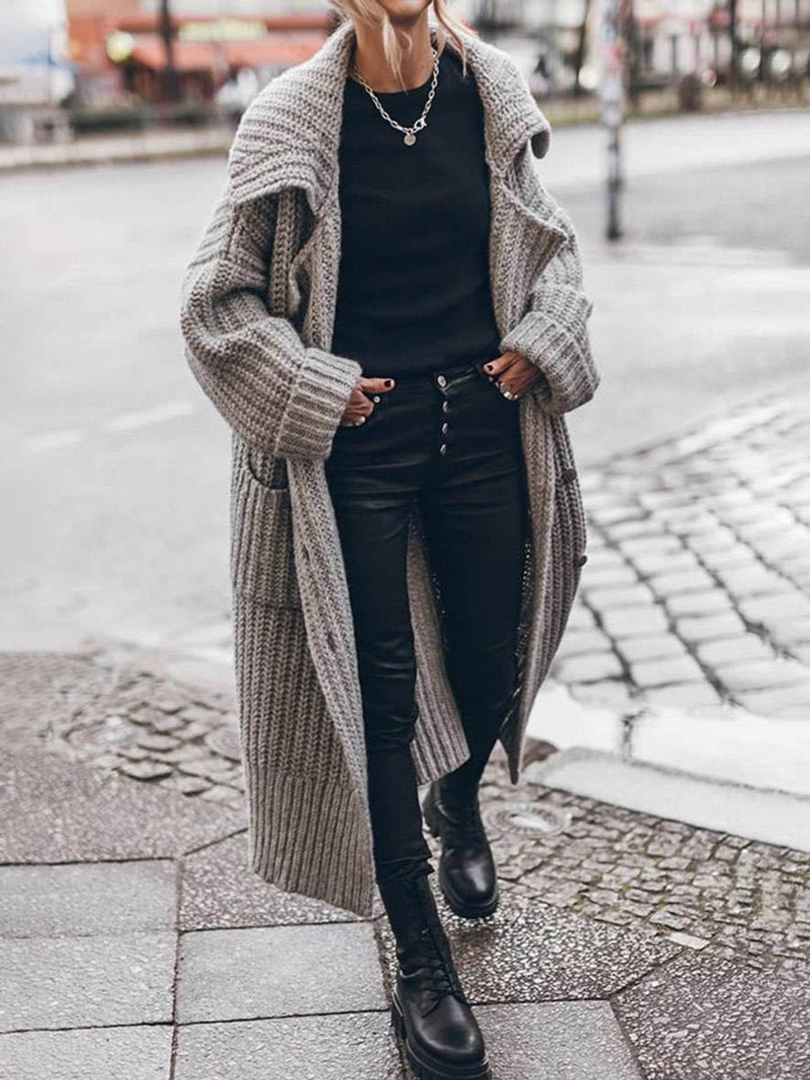Inês | Casaco de Malha Comprido Mulher Oversize Gola Ampla
