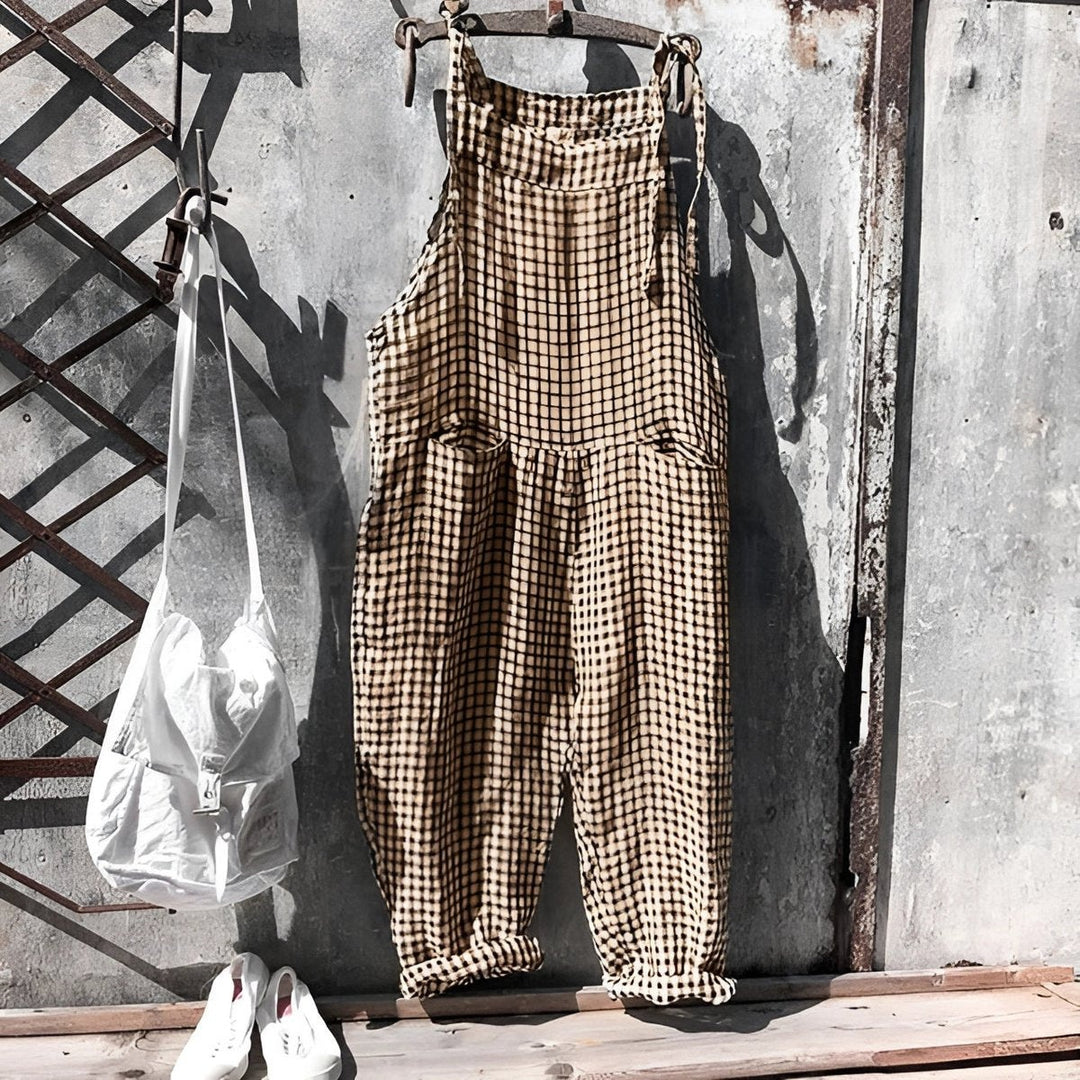 Inês | Jardineiras de Riscas Mulher Corte Solto com Bolsos