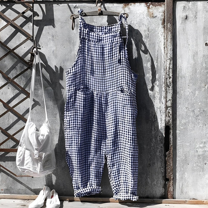 Inês | Jardineiras de Riscas Mulher Corte Solto com Bolsos