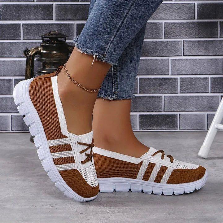 Inês | Sapatilhas Desportivas Tricot Mulher Slip-On Riscas