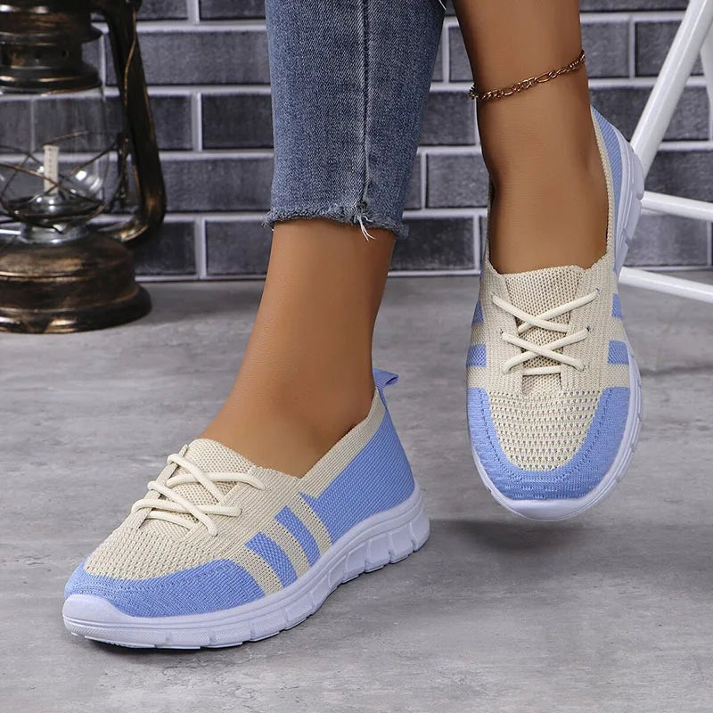 Inês | Sapatilhas Desportivas Tricot Mulher Slip-On Riscas