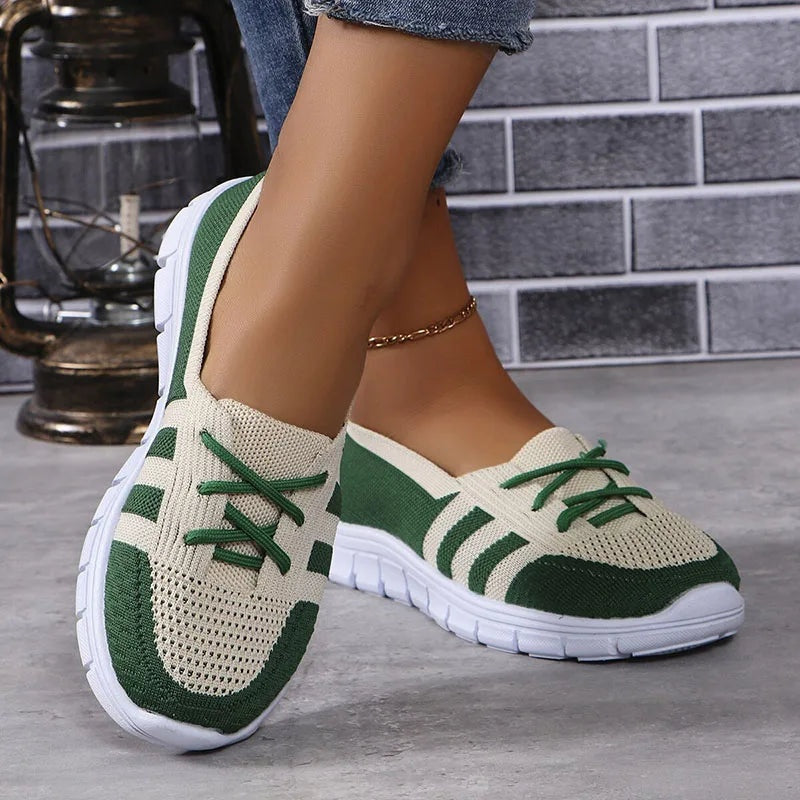 Inês | Sapatilhas Desportivas Tricot Mulher Slip-On Riscas