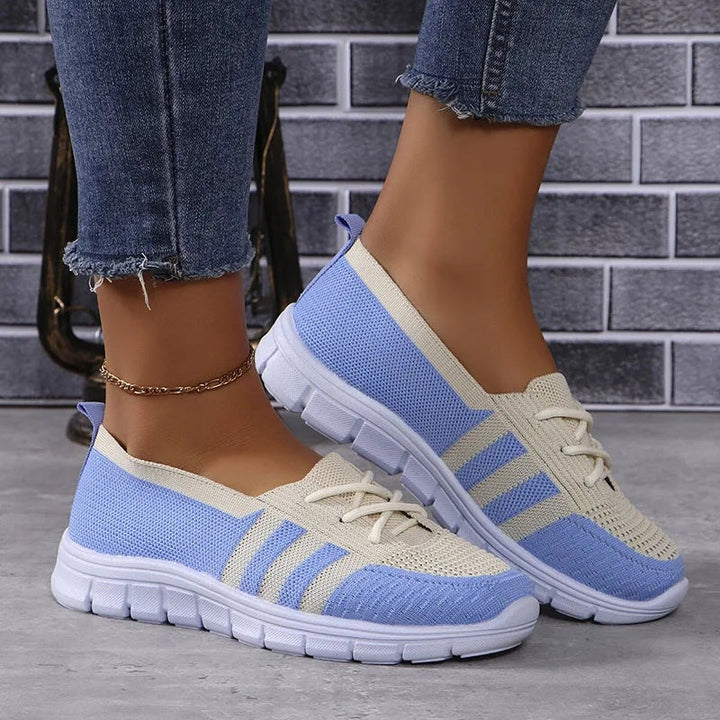Inês | Sapatilhas Desportivas Tricot Mulher Slip-On Riscas