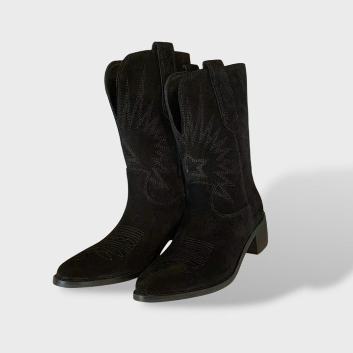Irina | Botas Cowboy de Camurça Mulher Bordadas Cano Alto