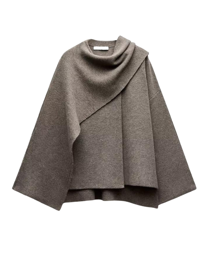 Irina | Poncho de Lã Mulher Assimétrico com Gola