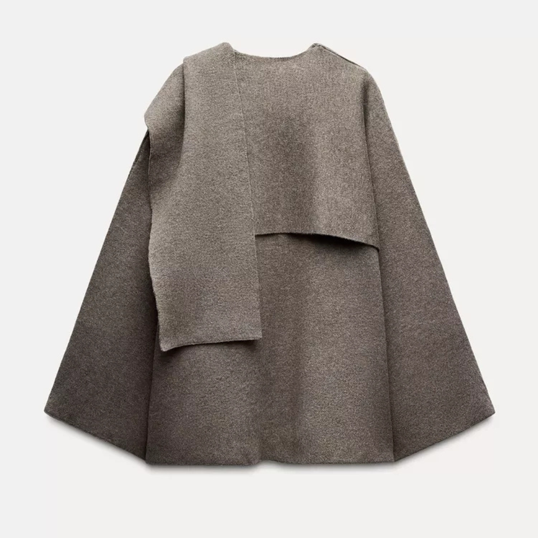 Irina | Poncho de Lã Mulher Assimétrico com Gola