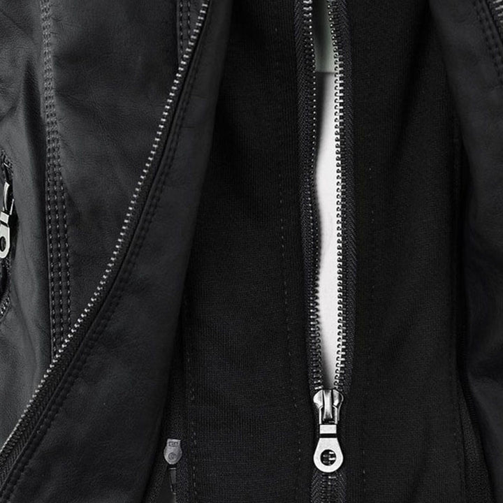 Isabel | Casaco Couro Mulher Biker com Capuz Removível