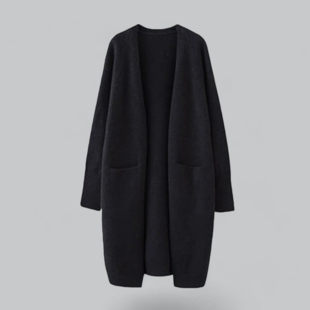 Isabel | Casaco de Malha Comprido Mulher Oversize Frente Aberta