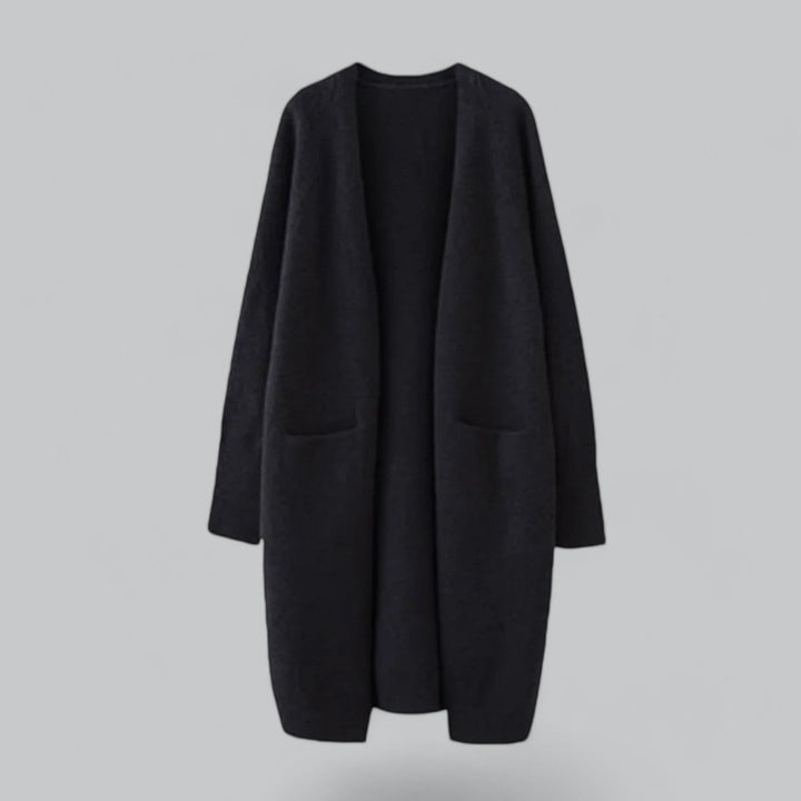 Isabel | Casaco de Malha Comprido Mulher Oversize Frente Aberta
