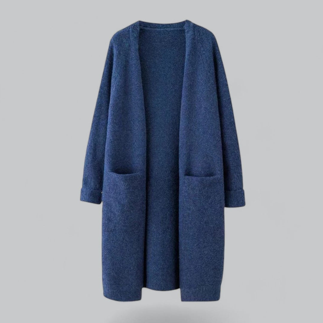 Isabel | Casaco de Malha Comprido Mulher Oversize Frente Aberta