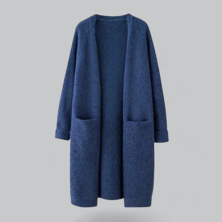 Isabel | Casaco de Malha Comprido Mulher Oversize Frente Aberta
